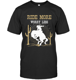 Ride More Worry Less Horse Tshirt Equestrian Gift Tee