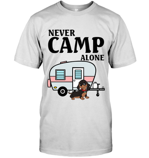 Never Camp Alone Dachshund Camping TShirt