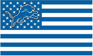 Big Detroit Lions Flag with Star and Stripes
