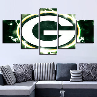 Home Decor 5 Pcs Green Bay Packers Canvas Wall Art Painting Spray Prints