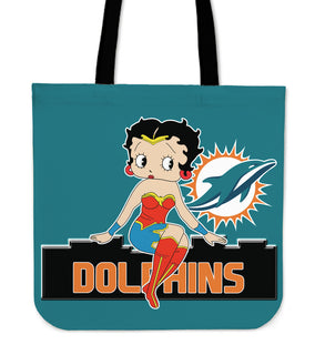 Wonder Betty Boop Miami Dolphins Tote Bags
