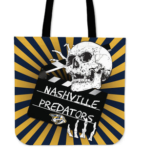 Clapper Film Skull Nashville Predators Tote Bags