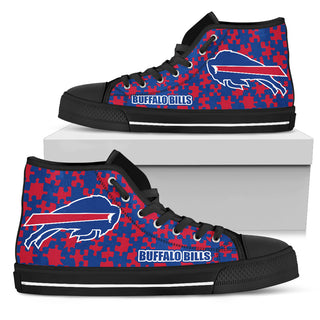 Puzzle Logo With Buffalo Bills High Top Shoes