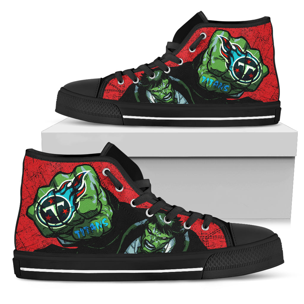 Hulk Punch Tennessee Titans High Top Shoes