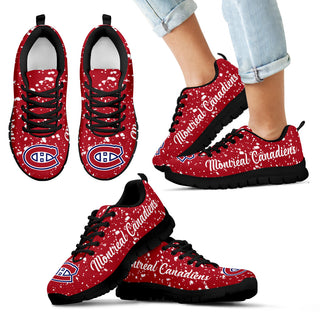 Christmas Snowing Incredible Pattern Montreal Canadiens Sneakers