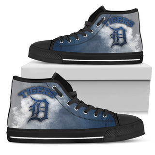 White Smoke Vintage Detroit Tigers High Top Shoes