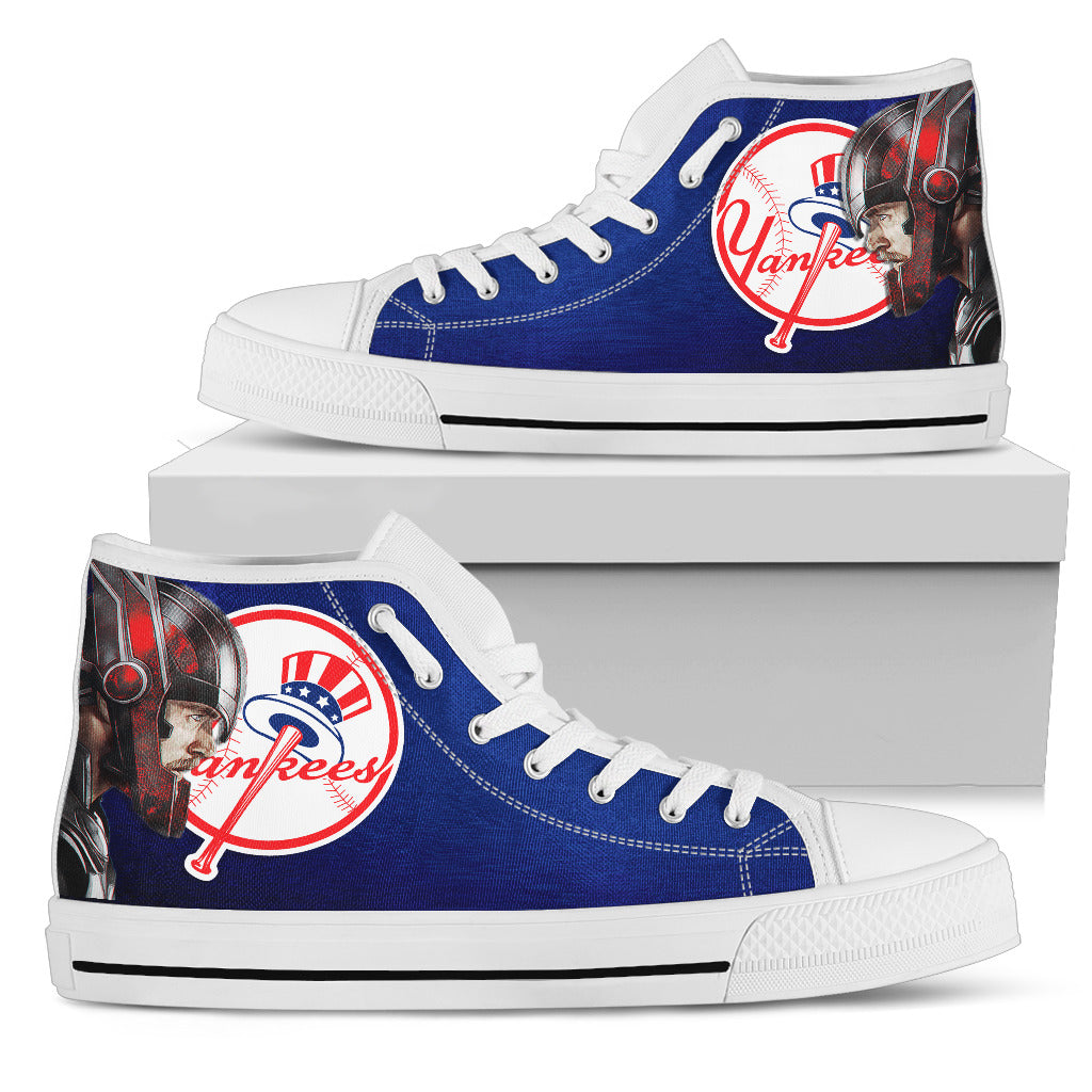 Thor Head Beside New York Yankees High Top Shoes