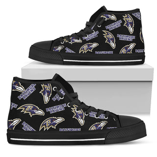 Script Logo Pattern Baltimore Ravens High Top Shoes