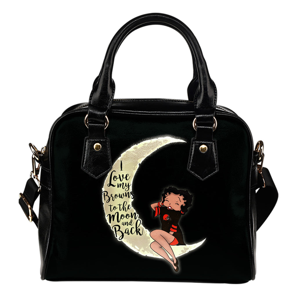 BB I Love My Cleveland Browns To The Moon And Back Shoulder Handbags Women Purse