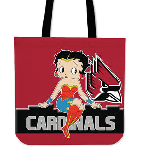 Wonder Betty Boop Ball State Cardinals Tote Bags