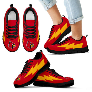 Colorful Louisville Cardinals Sneakers Thunder Lightning Amazing Logo