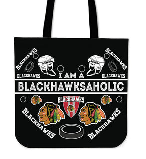 I Am A Blackhawksaholic Chicago Blackhawks Tote Bags