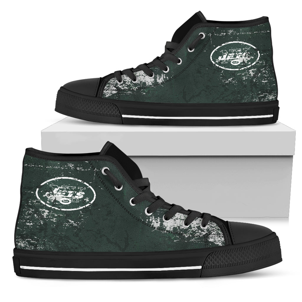 Grunge Vintage Logo New York Jets High Top Shoes