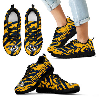 Stripes Pattern Print Nashville Predators Sneakers V3