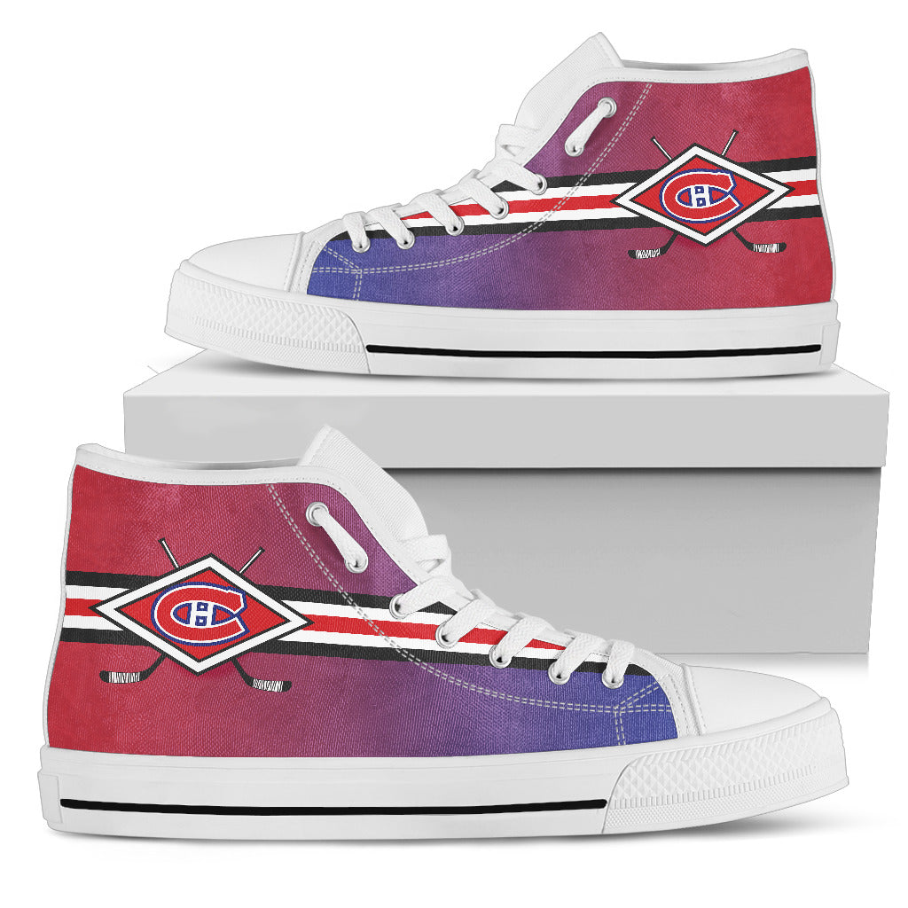 Double Stick Check Montreal Canadiens High Top Shoes