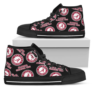 Script Logo Pattern Alabama Crimson Tide High Top Shoes