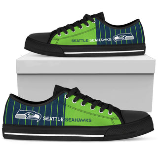 Simple Design Vertical Stripes Seattle Seahawks Low Top Shoes
