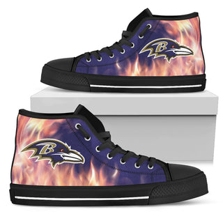 Fighting Like Fire Baltimore Ravens High Top Shoes