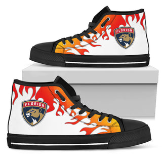 Fire Burning Fierce Strong Logo Florida Panthers High Top Shoes
