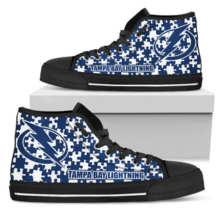 Puzzle Logo With Tampa Bay Lightning High Top Shoes