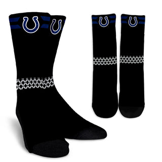Round Striped Fascinating Sport Indianapolis Colts Crew Socks