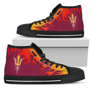 Fire Burning Fierce Strong Logo Arizona State Sun Devils High Top Shoes
