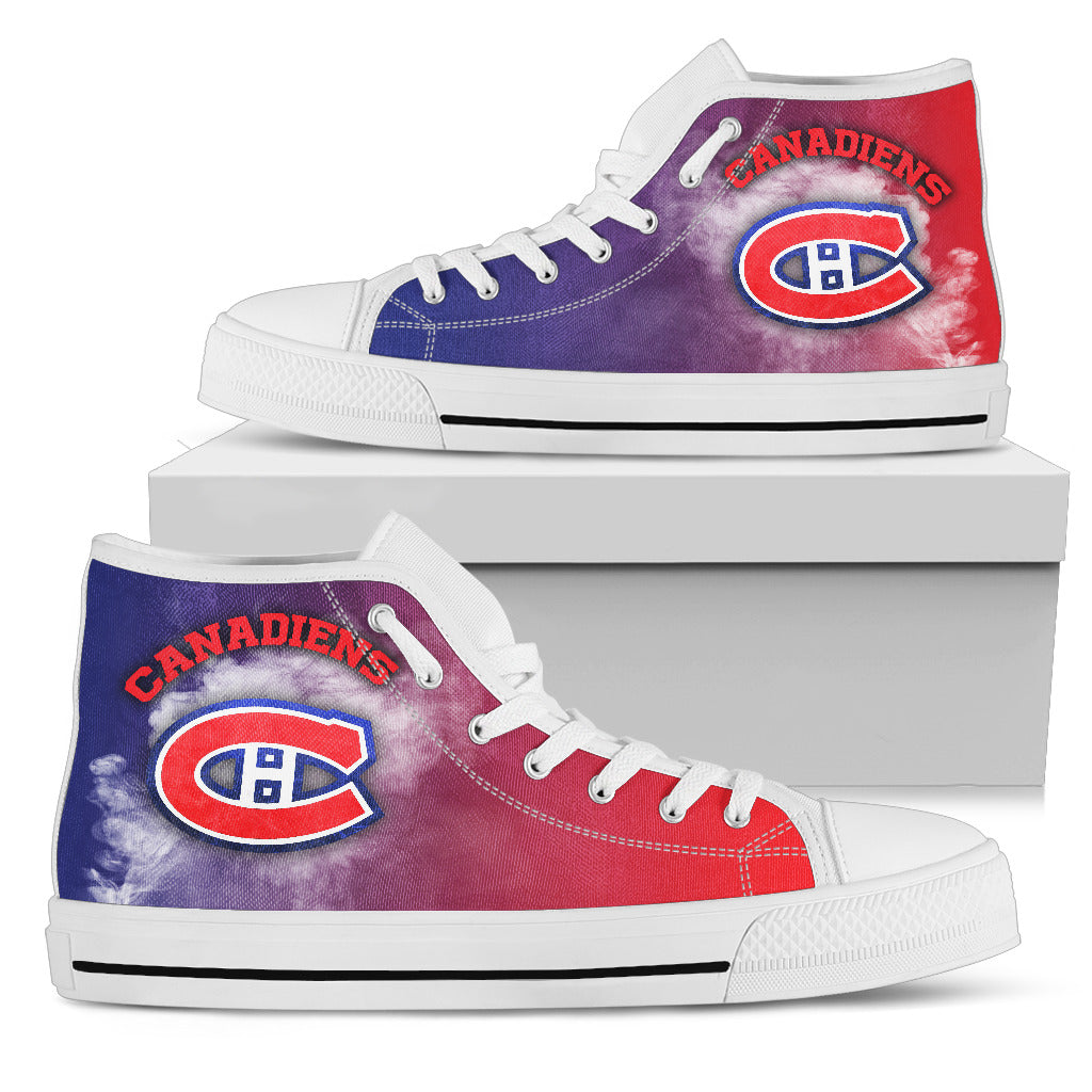 White Smoke Vintage Montreal Canadiens High Top Shoes