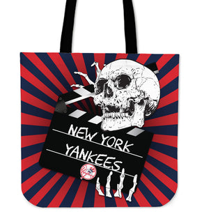 Clapper Film Skull New York Yankees Tote Bags