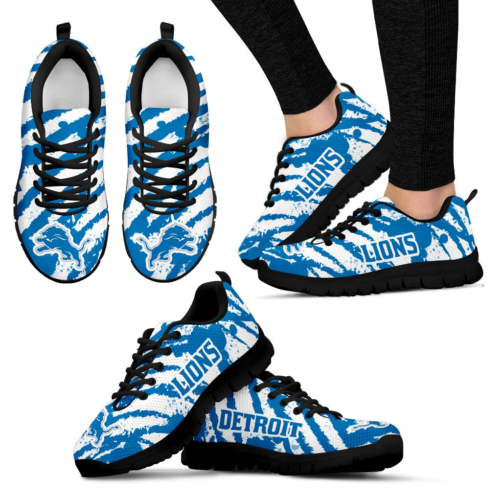 Stripes Pattern Print Detroit Lions Sneakers V3