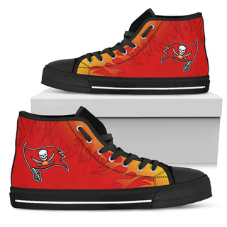 Fire Burning Fierce Strong Logo Tampa Bay Buccaneers High Top Shoes