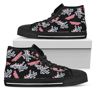 Script Logo Pattern Washington Capitals High Top Shoes