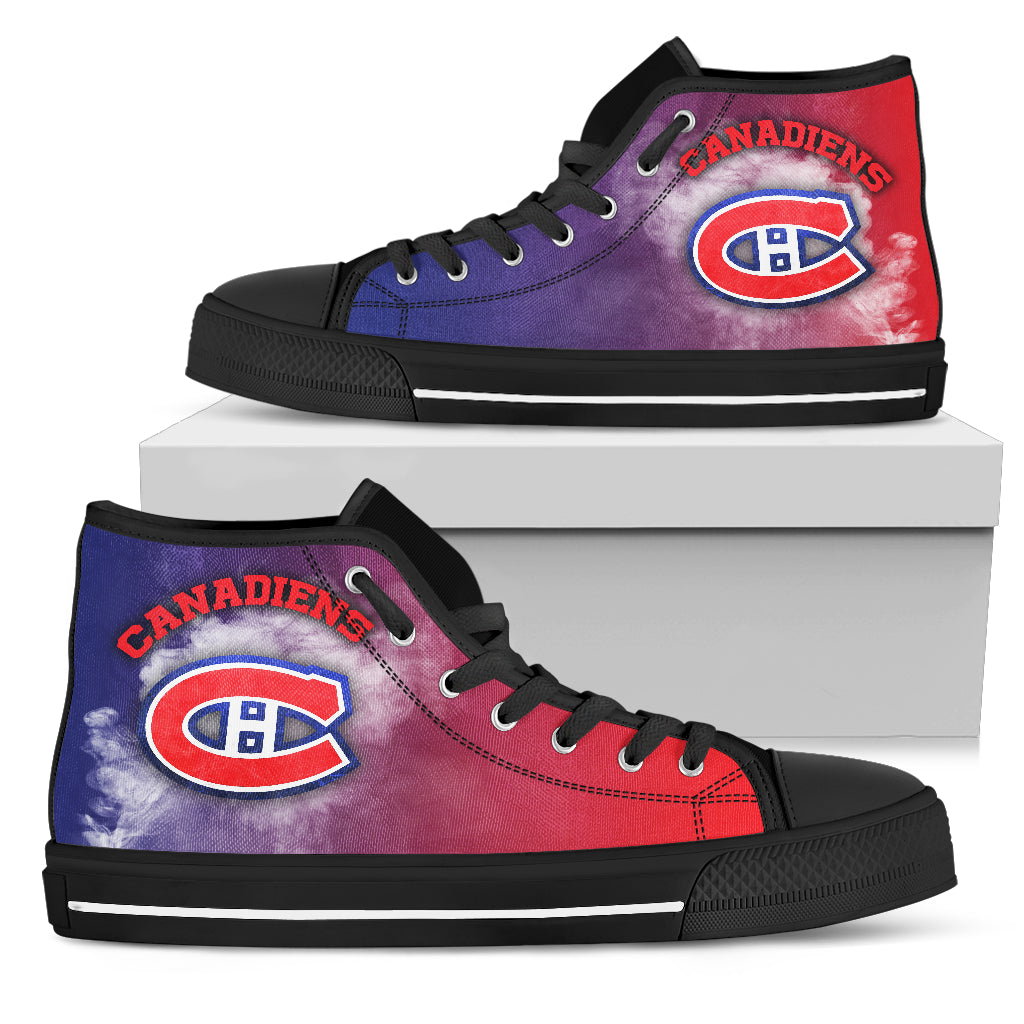 White Smoke Vintage Montreal Canadiens High Top Shoes