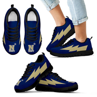 Funny Style Navy Midshipmen Sneakers Thunder Lightning Amazing Logo