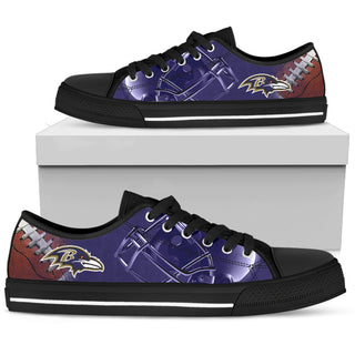 Artistic Scratch Of Baltimore Ravens Low Top Shoes