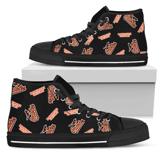 Script Logo Pattern Baltimore Orioles High Top Shoes