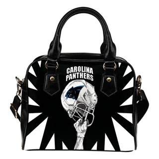 Saw Tooth Border Wonderful Hand Up Carolina Panthers Shoulder Handbag