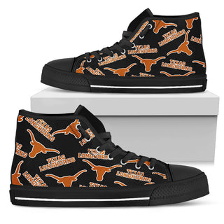 Script Logo Pattern Texas Longhorns High Top Shoes