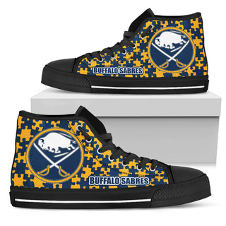 Puzzle Logo With Buffalo Sabres High Top Shoes