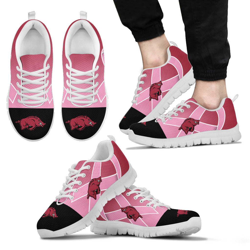 Arkansas Razorbacks Cancer Pink Ribbon Sneakers