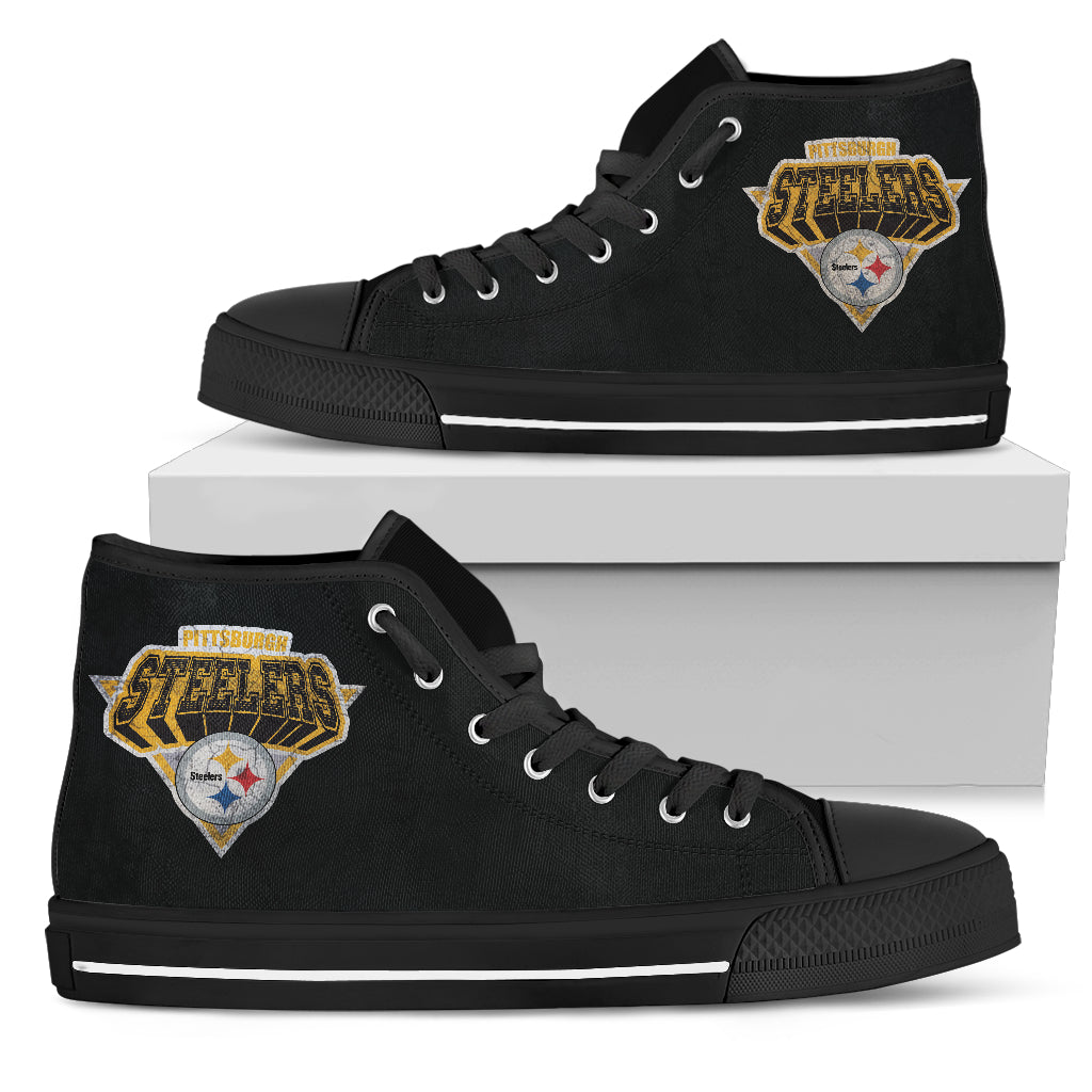 3D Simple Logo Pittsburgh Steelers High Top Shoes