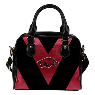 Triangle Double Separate Colour Arkansas Razorbacks Shoulder Handbags