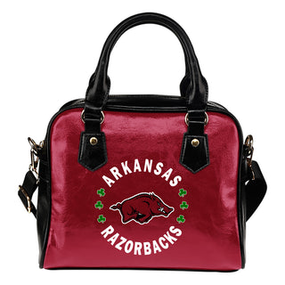 Central Beautiful Logo Circle Lucky Leaf Arkansas Razorbacks Shoulder Handbags