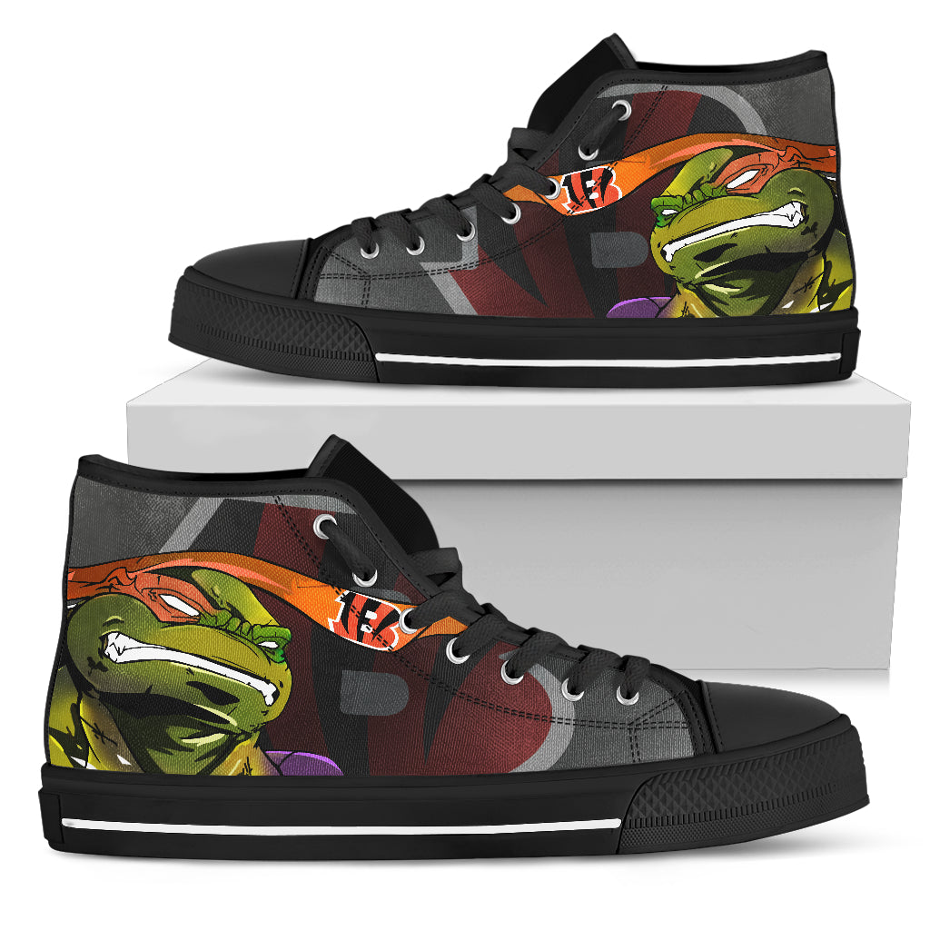 Samenstelling Zenuw symbool Turtle Cincinnati Bengals Ninja High Top Shoes – Best Funny Store