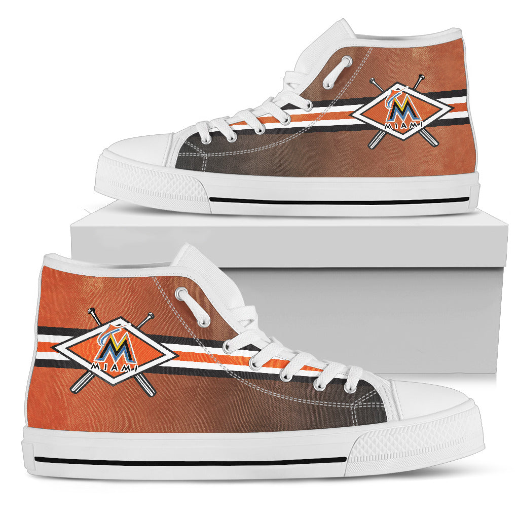 Double Stick Check Miami Marlins High Top Shoes