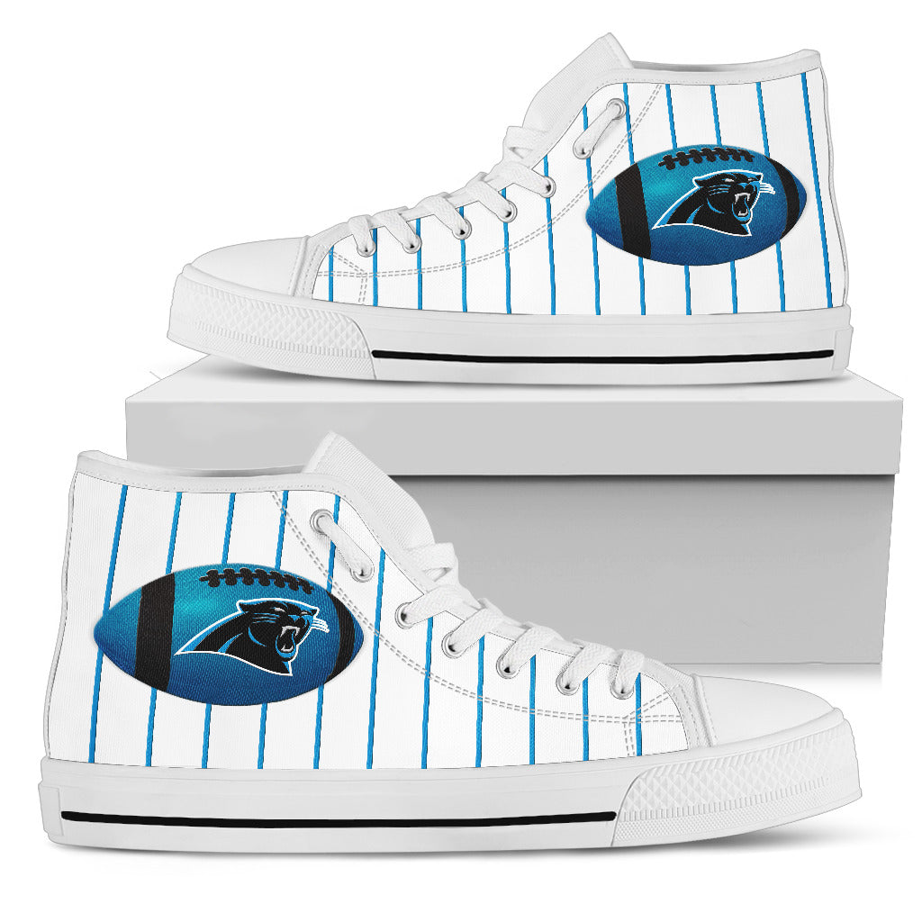 Straight Line With Deep Circle Carolina Panthers High Top Shoes