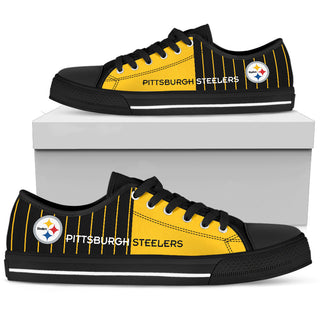 Simple Design Vertical Stripes Pittsburgh Steelers Low Top Shoes