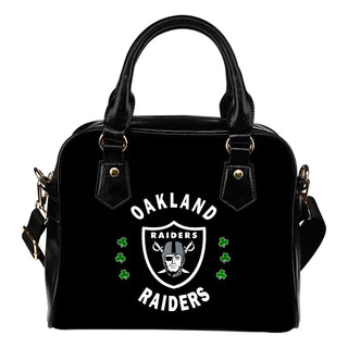 Central Beautiful Logo Circle Lucky Leaf Oakland Raiders Shoulder Handbags