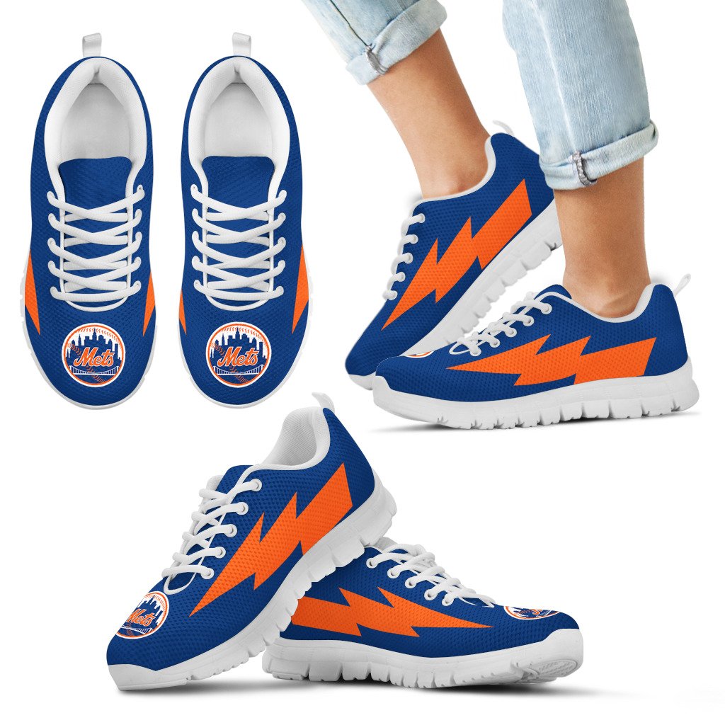Cool Style New York Mets Sneakers Thunder Lightning Amazing Logo