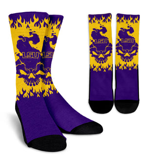 LSU Tigers Colorful Skull Socks