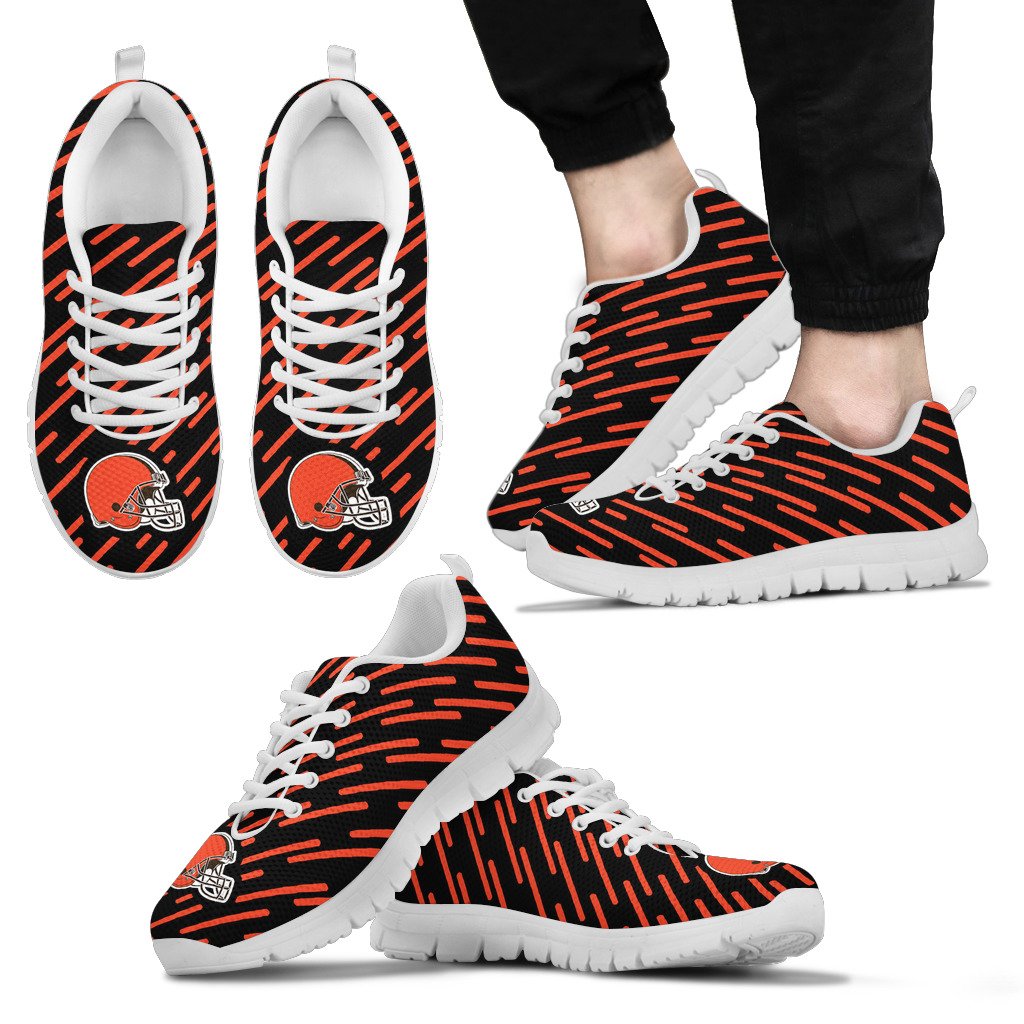 Marvelous Striped Stunning Logo Cleveland Browns Sneakers